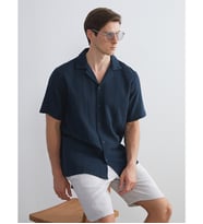 LCW Vision Lacivert Regular Fit Resort Yaka Kısa Kollu Erkek Gömlek