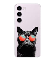 PrintiFy Galaxy S23 ile Uyumlu Kedi 3 Kamera Korumalı Şeffaf Kılıf