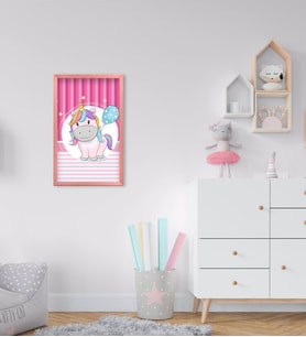 BK Home Unicorn Tasarımlı Dekoratif Pembe Ahşap Çerçeveli Çocuk Odası Tablo-2