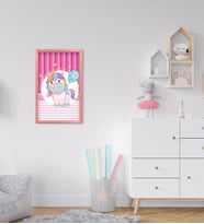 BK Home Unicorn Tasarımlı Dekoratif Pembe Ahşap Çerçeveli Çocuk Odası Tablo-2