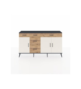 Arges Konsol 2 Raflı 5 Çekmeceli 3 Kapaklı 176x30x99 Antrasit-Aytaşı/Çam