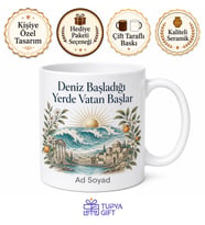 Akdeniz Memleket Temalı Kişiye Özel Baskılı Kupa Bardak Hediye