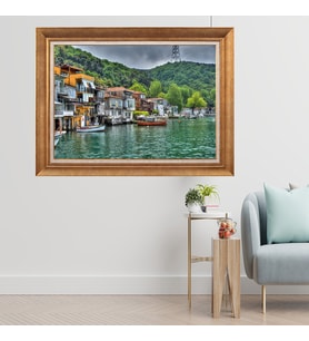 Çerçeveli Paspartulu Manzara Tablo cft0303 (Gold)