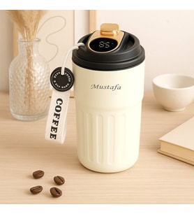 Kişiye Özel Dereceli 400 ml 304 çelik Termos (Siyah)