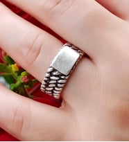 Alyans Şekilli Unisex Yüzük Gümüş Kaplama Ayarlanabilir El Yapımı Yüzük