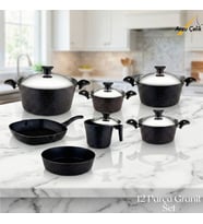 ARZU ÇELİK 12 Parça Granit Set Çelik Kapak - Siyah