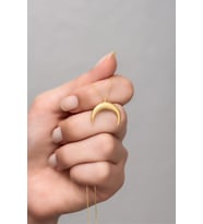 925 Ayar Gümüş Gold Ters Hilal Kolye