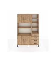 Arges Gardrop 9 Raflı 4 Çekmeceli 4 Kapaklı 132x30x195 Çam-Çam