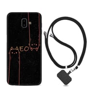 Samsung J6 Plus J7 Prime J7 Pro M20 Kılıf Boyun Askılı Silikon Meow 1657