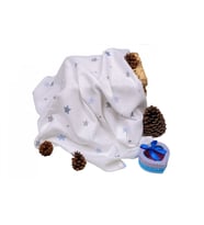 Sema Bebe Sema Baby Çok Amaçlı Müslin Örtü 100x80 cm - Mavi Yıldız 8682476853131