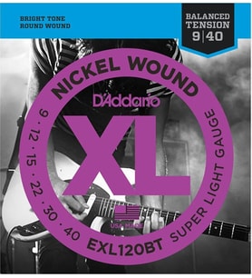 D'Addario EXL120BT XL Nickel Serisi Elektro Gitar Tel Seti (Super Light - 09-40 - Balanced Tension)