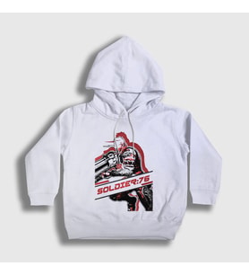 Presmono Unisex Çocuk Beyaz Soldier 76 Oyun Overwatch Kapüşonlu Sweatshirt 362542tt