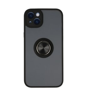 Apple İphone 14 Kılıf Montreal Yüzüklü Silikon Kapak - Siyah