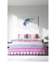 Çift Kişilik ( Lastikli Çarşaflı ) %100 Pamuk Saten Nevresim Takımı Soft Mandala