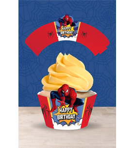 Spiderman Örümcek Adam Temalı Doğum Günü Cupcake Sargısı 8'li