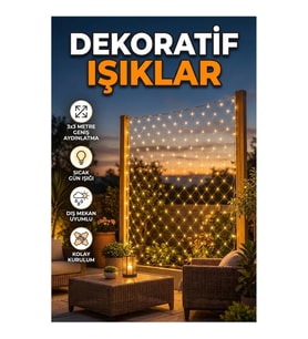 Sıcak Gün Işığı LED Dekoratif Ağ Işık – Esnek Bahçe, Balkon ve Duvar Süsleme Aydınlatması