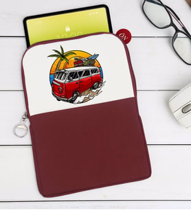 BK Gift Klasik Araç Tasarımlı Taşınabilir Koruyucu Tablet Kılıfı & Organizer Çanta - Bordo-10