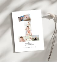 Yeni Doğan Çerçevesiz Anı Posteri , Kişiye Özel Bebek Posteri , 1 Yaş Bebek Fotoğraf Kolajı, İsimli ve Tarihli Doğum Günü Posteri