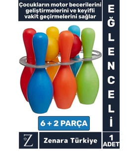 Eğitici Motor Beceri Koordinasyon Geliştirici Keyifli Vakit 6+2 Parça Çocuk Eğlenceli BOWLİNG SETİ