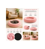 Pembe Simit Peluş Kedi ve Köpek Yatağı, Rahat ve Şık Uyku Alanı