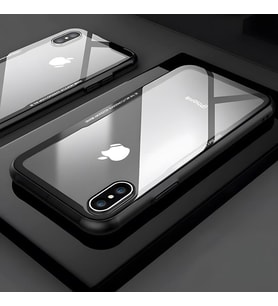 iPhone XS Max 6.5 Kılıf Kenarları Silikon Arka Kısım Temperli Cam Craft Kılıf (Siyah)