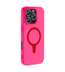 iPhone 16 Pro Max Kılıf M-Safe Şarj Özellikli Aris Silikon Kılıf Koyu Pembe