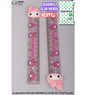 "DEKOMUS ISLAK MENDİL HEDİYELİ" LİSANSLI MY MELODY "TEKLİ" CETVEL 15 CM