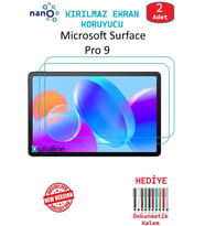 2 ADET Microsoft Surface Pro 9 13” Tablet İçin Tam Uyumlu Ekran Koruyucu Cam Nano HD Esnek Kırılmaz
