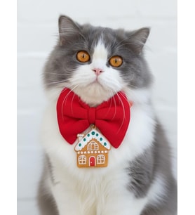 GingerHome Kedi Papyon Tasması  Kırmızı Fiyonk Boyun Aksesuarı  Noel Temalı Kedi Süsü