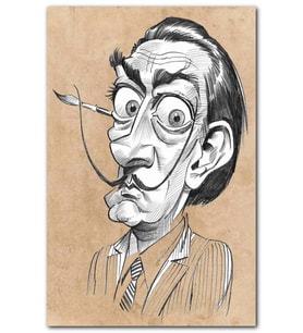 Cakatablo Salvador Dali Karakalem Karikatürize Portre MDF Tablo
