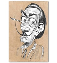 Cakatablo Salvador Dali Karakalem Karikatürize Portre MDF Tablo