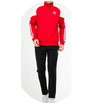 Adidas EA-4057 Battal Beden Erkek Polyester Eşofman Takımı (Kırmızı)