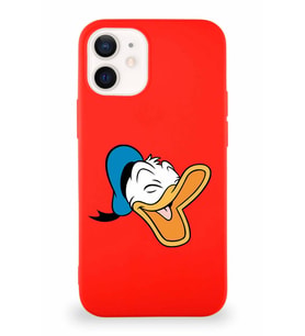 Apple iPhone 12 Mini Soft Premier Kapak Donald Duck-E Tasarımlı Silikon Kılıf - Kırmızı (Şeffaf)