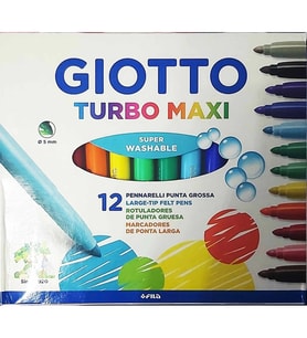 GIOTTO TURBO MAXI KEÇELİ BOYA KALEMİ 12'Lİ