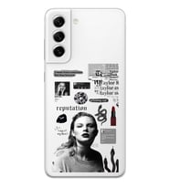 Samsung Galaxy S22 Uyumlu Taylor Swift Desenli Şeffaf Telefon Kılıfı