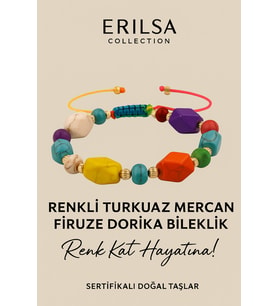 Sertifikalı Dorika Renkli Turkuaz Mercan Firuze Taşı Bileklik – Hayatına Neşe ve Işık Kat (Çok Renkli)