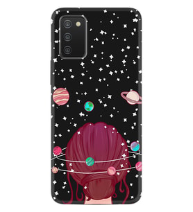 Samsung Galaxy A03s Kılıf Resimli Silikon Kılıf Space Woman 1311