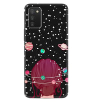 Samsung Galaxy A03s Kılıf Resimli Silikon Kılıf Space Woman 1311