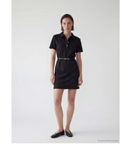 LCW EVERYDAY Siyah Polo Yaka Süet Görünümlü Mini Elbise
