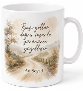 İsme Özel Yol Arkadaşım Yazılı Kupa Bardak Hediye Özel Tasarım Baskılı Kupa
