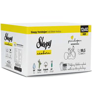 Sleepy Islak Havlu Mendil Pamuklu Yenidoğan Natural Bambu 40 Yaprak 12 Li Set (480 Yaprak)