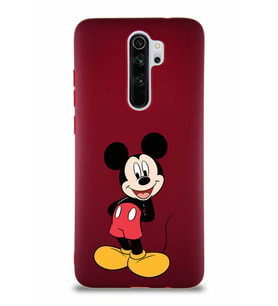 Xiaomi Redmi Note 8 Pro Soft Premier Kapak Mickey Mouse-B Tasarımlı Silikon Kılıf - Mürdüm (Şeffaf)