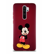 Xiaomi Redmi Note 8 Pro Soft Premier Kapak Mickey Mouse-B Tasarımlı Silikon Kılıf - Mürdüm (Şeffaf)