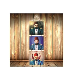 Iı. Abdülhamid Tasarımlı Üçlü Retro Ahşap Poster Ü530