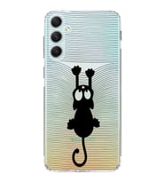 Samsung Galaxy A34  Kamera korumalı Kapak Çizgi Kedi (Siyah) Tasarımlı Şeffaf Kılıf
