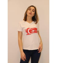 Rich Kadın V Yaka T-shirt %100 Pamuk Tişört
