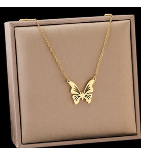 Kişiye Özel 925 Ayar Gümüş Kelebek Kolye (Gold)