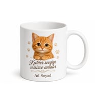 İsme Özel Sarman Kedi Desenli Baskılı Kupa Bardak Hediye Kedi Severler İçin