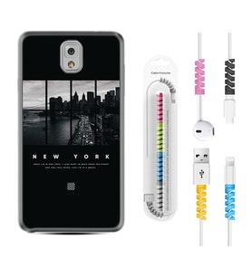 Samsung Note 3 4 5 8 9 20 Ultra 10 Lite Kılıf Kablo Koruma Spiral Silikon New York 1612