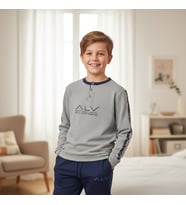 Genç Erkek Pamuklu Gri Melanj - Lacivert Renk Pijama Takımı AL003 V2 BB2435